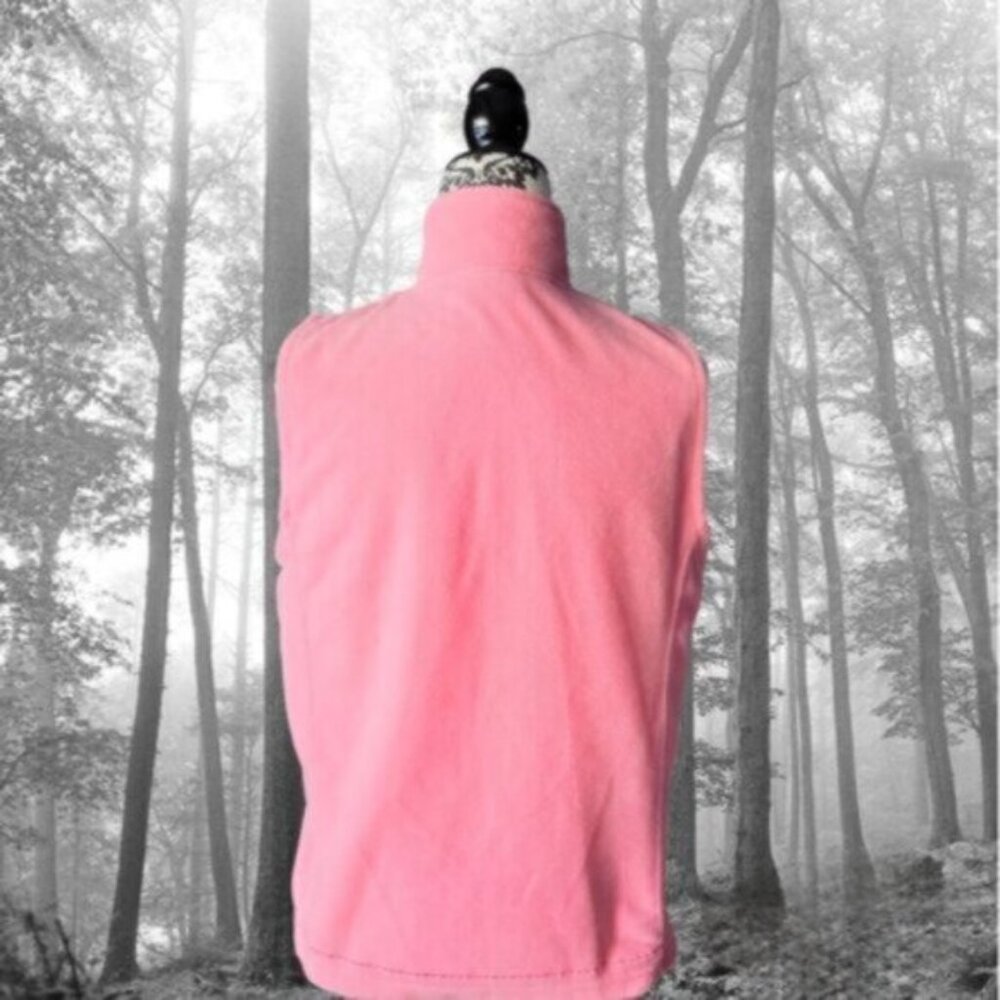 Vintage Pink Embroidered Fleece Vest Sz Large - Picture 2 of 9